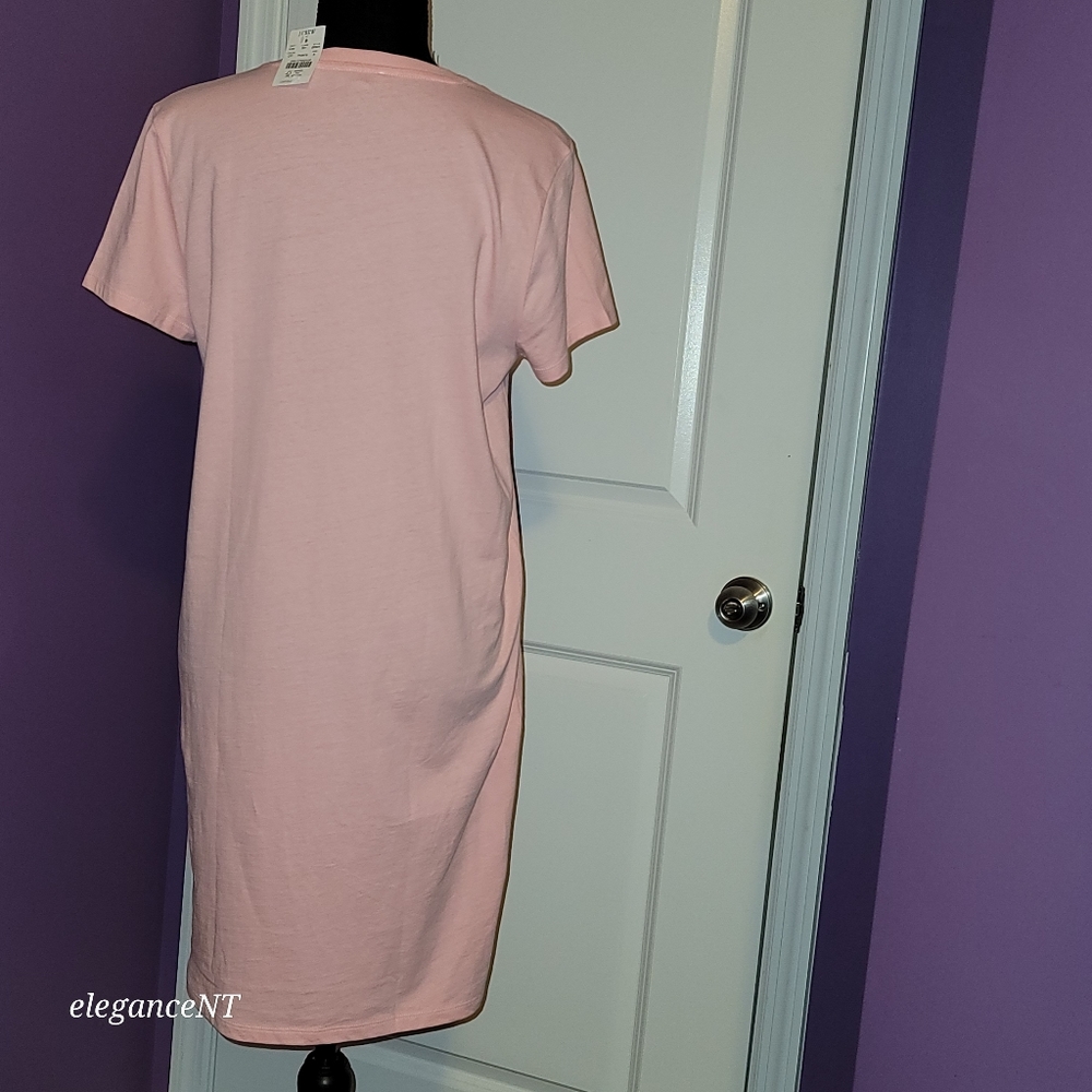 J Crew Short Sleeve Cool Pink T shirt Dress Re-Imagined Sz: Small NWT - Picture 3 of 8